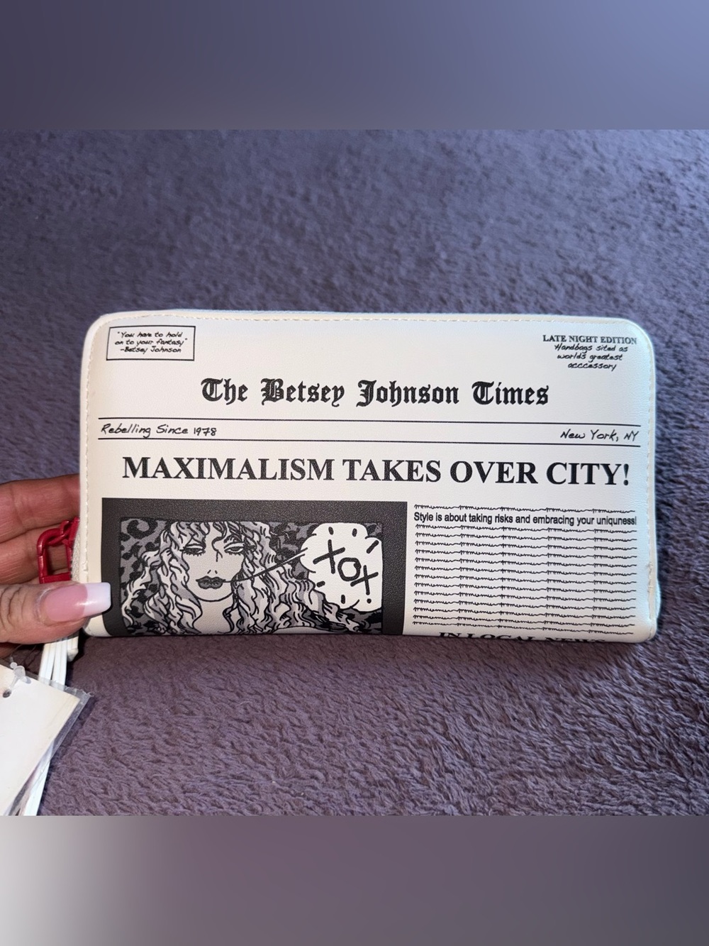 Betsey Johnson 🖤 Newspaper Print Zip Around Wallet & Clutch - Black & White